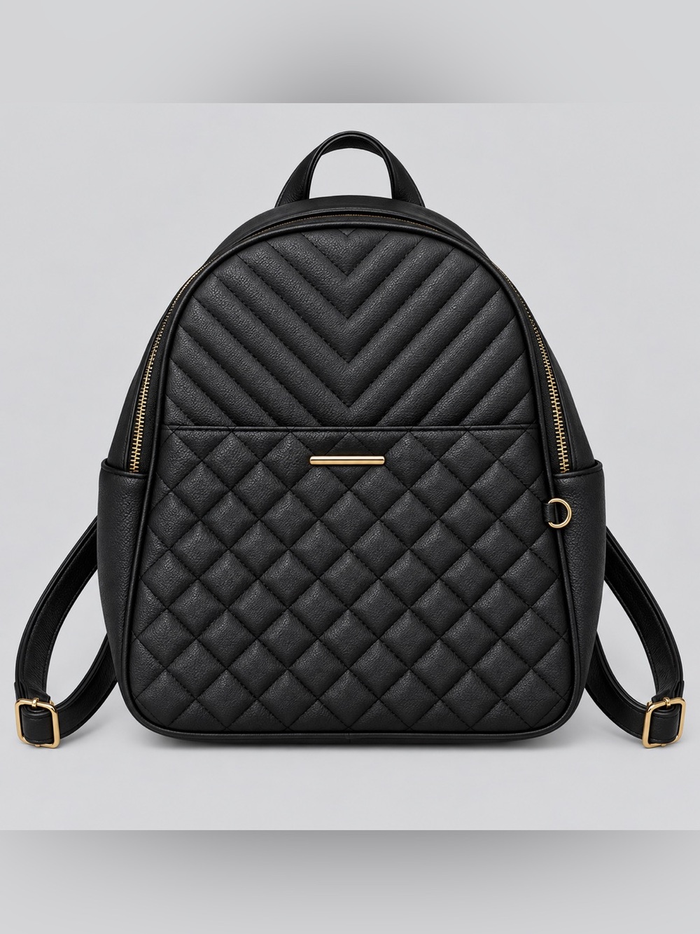 Women's Black Quilted Faux Leather Backpack - Stylish Casual Daypack